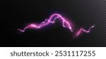 Lightning discharge. Pink lightning glow. Realistic bright lightning electric discharge explosion effect. Vector 10 EPS