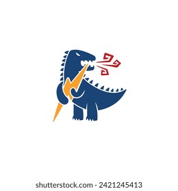 Lightning dragon logo, concept illustration of a dragon holding lightning