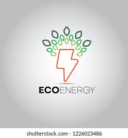 Lightning Eco Energy Leaf Logo