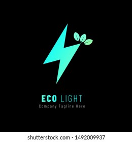 Lightning eco logo with silver color. simple vector logo design template