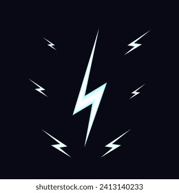 Lightning effect cartoon elements set