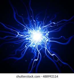Lightning effect. Glow light effect. Vector background