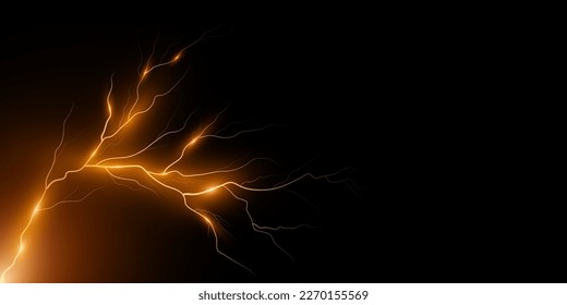 Efecto relámpago aislado en el fondo negro. Tornillo con rayos de luz. Tormenta eléctrica. Efectos de luz. Ilustración vectorial. EPS 10