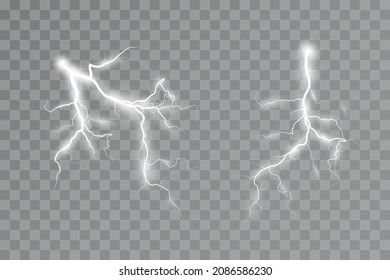 Lightning effect, thunderstorm, light effect. Electricity.