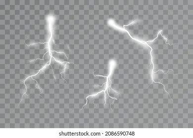 Lightning effect, thunderstorm, light effect. Electricity.