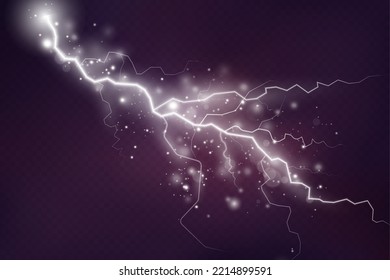 Lightning effect, thunderstorm, light effect. Electricity.