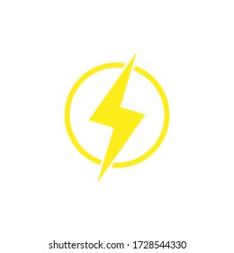 Lightning electric in circle. Energy and thunder electricity symbol concept.