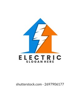 Blitz elektrische Kombination mit Haus Logo Design Vektor-Vorlage. Startseite elektrisches Logo Design