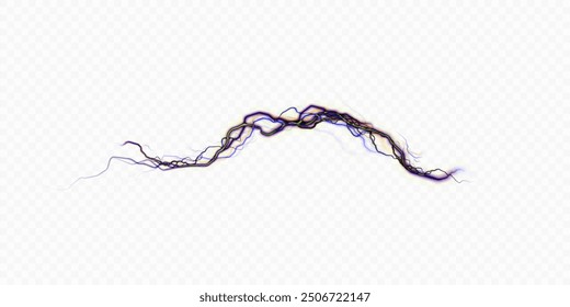 Energía eléctrica del relámpago, efecto del relámpago, efecto de luz brillante png. Efecto de descarga de energía del rayo aislado sobre fondo blanco para Diseño web e ilustraciones.	
