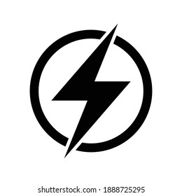 Lightning electric icon, Bolt circle symbol, Power charging energy sign, Vector illustration