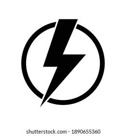 Lightning Electric Icon, Bolt Circle Symbol, Power Charging Energy Sign, Vector Illustration