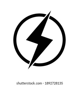 Lightning electric icon, Bolt circle symbol, Power charging energy sign, Vector illustration