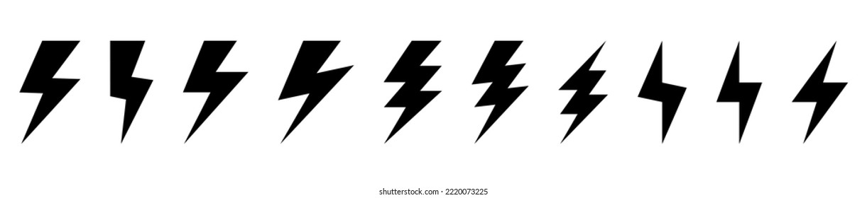 Icono eléctrico relámpago. Símbolo de círculo del perno. Señal de energía de carga de energía. Ilustración vectorial.