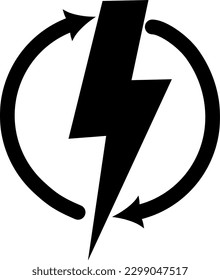 Lightning electric icon. Bolt circle symbol. Power charging energy sign. Replaceable vector design. Vector illustration