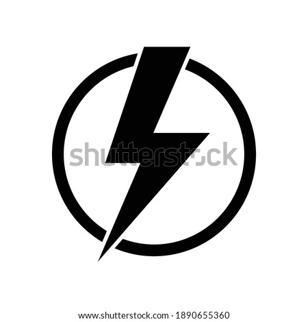 Lightning electric icon, Bolt circle symbol, Power charging energy sign, Vector illustration