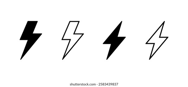 Lightning, electric icon set in generic style. Thunder bolt, energy, power sign symbol