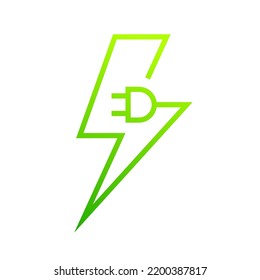 Lightning electric plug icon, Bolt circle symbol, Power charging energy sign, Vector illustration