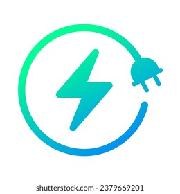 Lightning electric plug icon, Bolt circle symbol, Power charging energy sign, Vector illustration