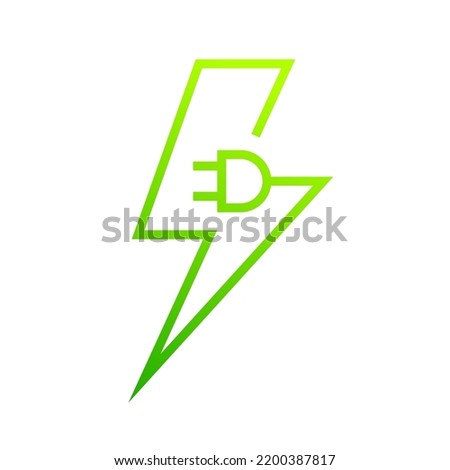 Lightning electric plug icon, Bolt circle symbol, Power charging energy sign, Vector illustration Foto d'archivio © 