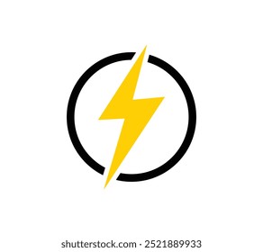 Lightning, electric power icon. Energy and thunder electricity symbol. Lightning bolt sign in the circle. electric sign and symbol. power icon. energy sign