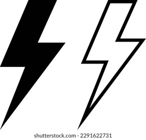 lightning electric power icon in two styles . energy and thunder electricity symbol . vector illustration