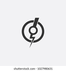 Lightning, electric power vector icon design element. Energy and thunder electricity symbol concept. Lightning bolt sign in the circle. Flash vector emblem template. Power fast speed logotype, logo