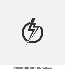 Lightning, electric power vector icon design element. Energy and thunder electricity symbol concept. Lightning bolt sign in the circle. Flash vector emblem template. Power fast speed logotype, logo