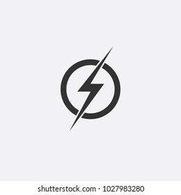 Lightning, electric power vector icon design element. Energy and thunder electricity symbol concept. Lightning bolt sign in the circle. Flash vector emblem template. Power fast speed logotype, logo