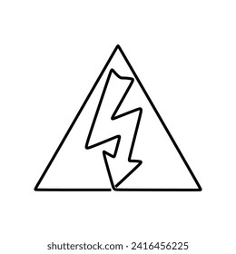 Lightning electric power vector icon in continuous one line art drawing