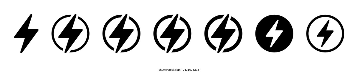 Blitz, elektrische Energie Vektor-Ikone. Energie und Donner Elektrizität Symbol. Blitzschild im Kreis. Logo für schnelle Leistungsaufnahme.