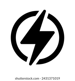 Blitz, elektrische Energie Vektor-Ikone. Energie und Donner Elektrizität Symbol. Blitzschild im Kreis.