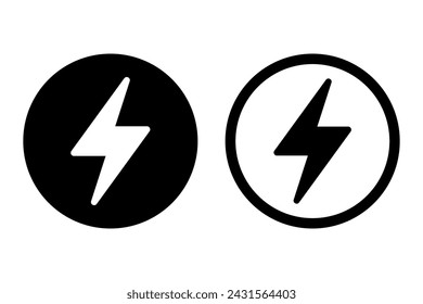 Lightning, electric power vector icon. Energy and thunder electricity symbol. Lightning bolt sign in the circle.