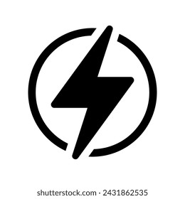 Lightning, electric power vector icon. Energy and thunder electricity symbol. Lightning bolt sign in the circle.