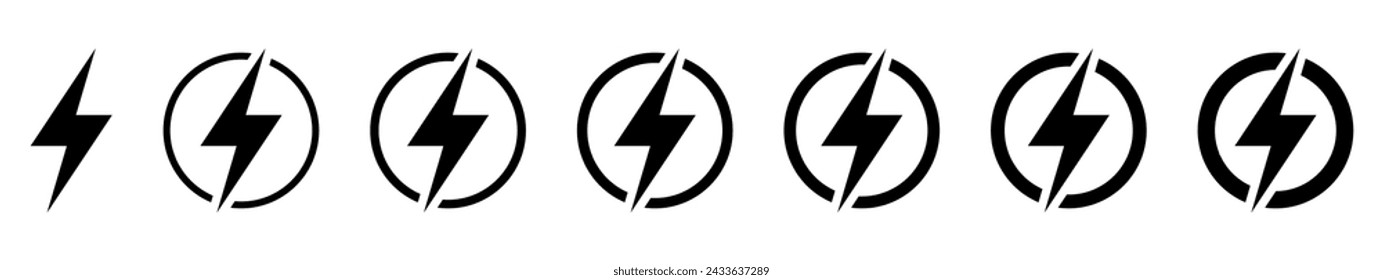 Lightning, electric power vector icon. Energy and thunder electricity symbol. Lightning bolt sign in the circle.