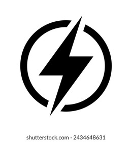 Lightning, electric power vector icon. Energy and thunder electricity symbol. Lightning bolt sign in the circle.