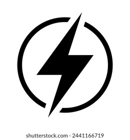 Relámpago, icono de vector de energía eléctrica. Símbolo de energía eléctrica y truenos. Señal de relámpago en el círculo.