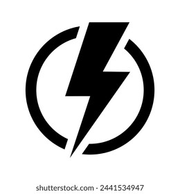 Lightning, electric power vector icon. Energy and thunder electricity symbol. Lightning bolt sign in the circle.