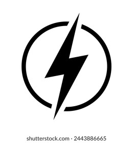 Lightning, electric power vector icon. Energy and thunder electricity symbol. Lightning bolt sign in the circle.