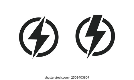 Lightning, electric power vector icon. Energy and thunder electricity symbol. Lightning bolt sign in the circle.