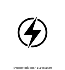 Lightning, electric power vector logo design element. Energy and thunder electricity symbol concept. Lightning bolt sign in the circle. Flash vector emblem template. Power fast speed logotype