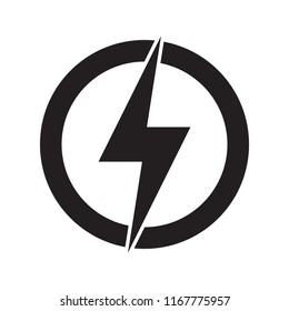 Lightning, electric power vector logo design element. Energy and thunder electricity symbol concept. Lightning bolt sign in the circle. Power fast speed logotype