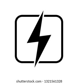 Lightning, electric power vector logo design element. Energy and thunder electricity symbol concept. Lightning bolt sign in the circle. Power fast speed logotype.