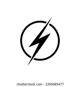 Lightning, electric power vector logo design element. Energy and thunder electricity symbol concept. Lightning bolt sign in the circle. Power fast speed logotype