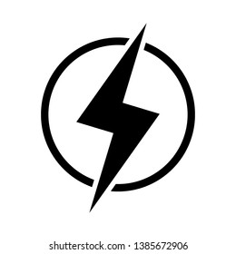 Lightning, electric power vector logo design element. Energy and thunder electricity symbol concept. Lightning bolt sign in the circle. Flash vector emblem template. Power fast speed logotype