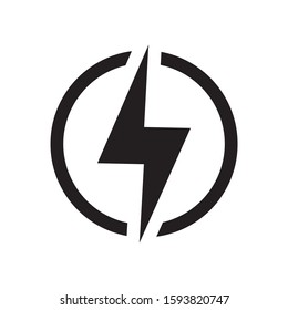 Lightning, electric power vector logo design element. Energy and thunder electricity symbol concept. Lightning bolt sign in the circle. Power fast speed logotype