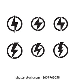 Lightning, electric power vector logo design element. Energy and thunder electricity symbol concept. Lightning bolt sign in the circle. Power fast speed logotype