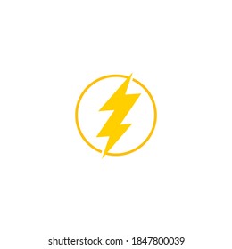 Elemento de diseño del logotipo del vector de potencia eléctrica de relámpago. Energía y electricidad de trueno 