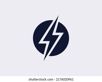 Lightning, electric power vector logo design element. Energy and thunder electricity symbol concept. Lightning bolt sign in the circle. Flash vector emblem template. Power fast speed logotype