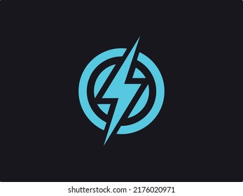 Lightning, electric power vector logo design element. Energy and thunder electricity symbol concept. Lightning bolt sign in the circle. Flash vector emblem template. Power fast speed logotype