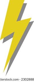 Elemento de diseño del logotipo del vector de potencia eléctrica de relámpago. El concepto de símbolo de energía y de electricidad trueno. Signo de perno de flash amarillo con sombra. Plantilla de emblema de vector de flash. Velocidad rápida de energía
